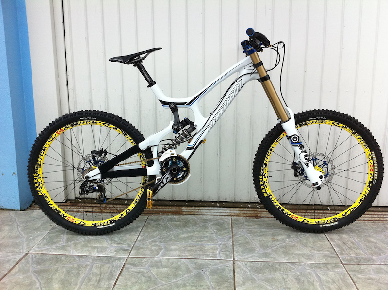 white downhill bike