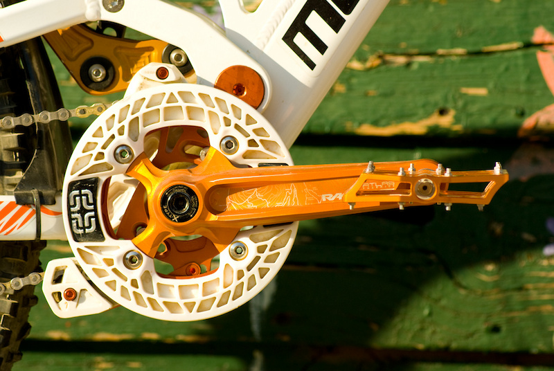 e.13 SRS+ Chainguide with orange ano backplate and hardware.  Orange ano 36t chainring.  Orange ano frame bolt