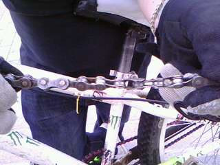 twisted chain after my derallieur pulled into the spokes