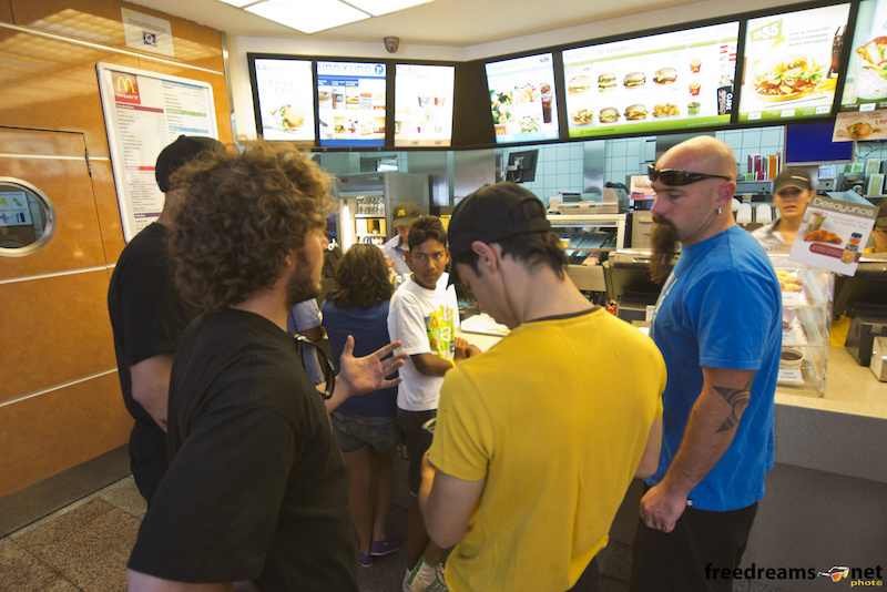 We stop to eat a healthful meal before we go on the road.