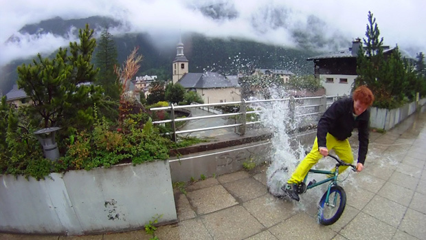 Liam playing in the puddles on Chamonix