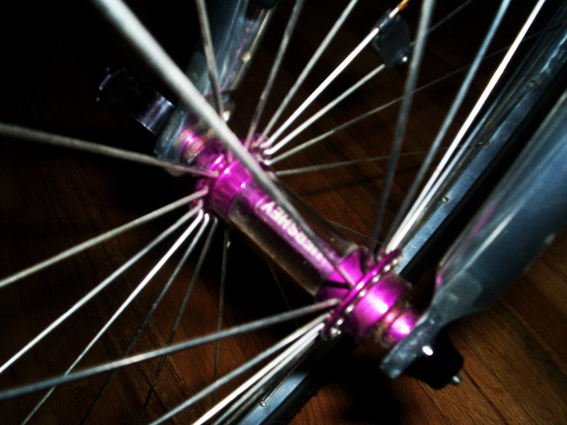 Radial laced Hershey NAKED Hub - that is clear plastic on the shell of the hub... SUPERLIGHT @ 75 Grams for a hub!