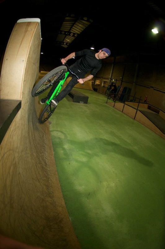 Riding the wall like a quarterpipe: Going up. 

Photo by Patrick Dolkens