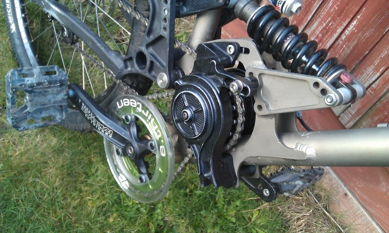 new(ish) crank, chain ring and custom machined supercharger bash guard. Also new BB bearings and rear wheel bearings :)