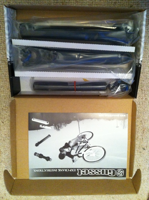 Gusset EXP Cranks - For sale as crank arms, axle and fittings all in box, brand new.