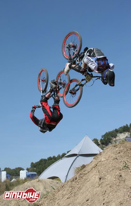 backflip in couple, they were so close that their wheels were in touch!!!