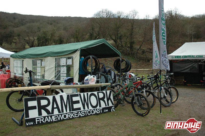 The framework trade stand at round one of the ride central DH at cheddar
www.frameworkeastcoast.com