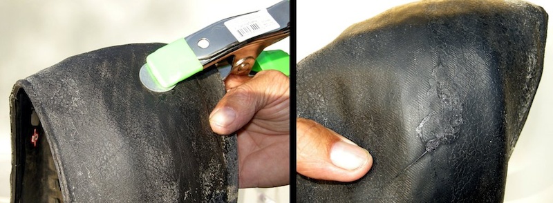 Clamp a steel washer or similar to both sides of the repaired area.