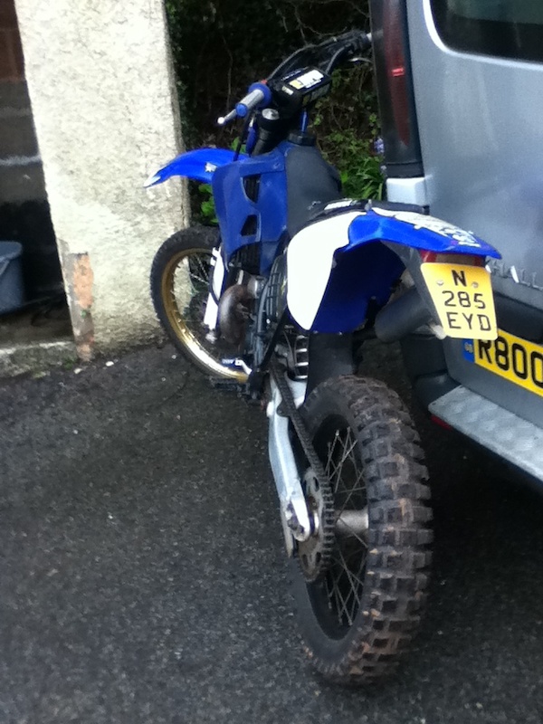 well, its my mx bike, leaning against our van..