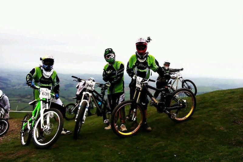 Waiting at the top of the hill at Moelfre waiting for a practice run
