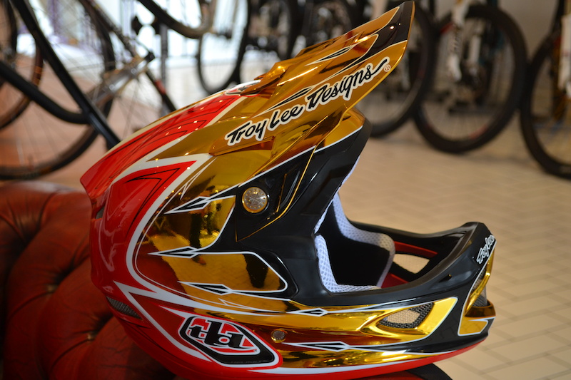 TROY LEE D3 HELMET PALMER GOLD LARGE For Sale