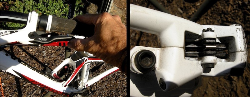 Pump the brake levers until the pads close as far as then will go. There will be about a one-millimeter gap between the pads.