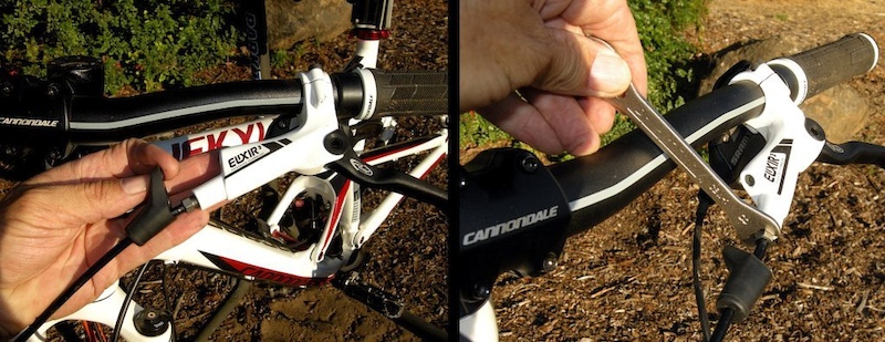 slide back rubber covers to expose nuts.Loosen with 8mm wrench.