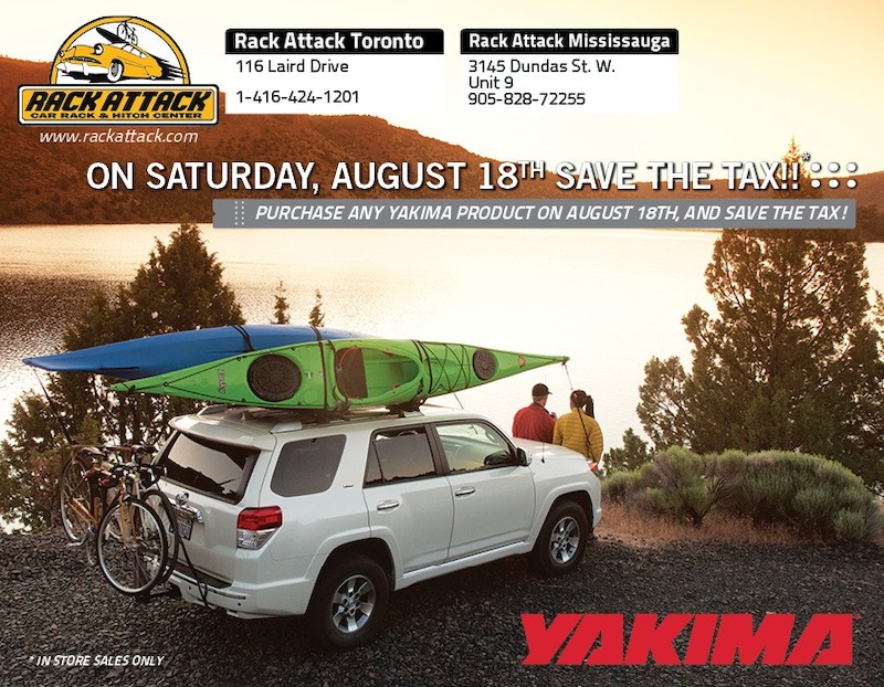 Save the Tax on Yakima RacksOne day sale at Rack Attack To For Sale