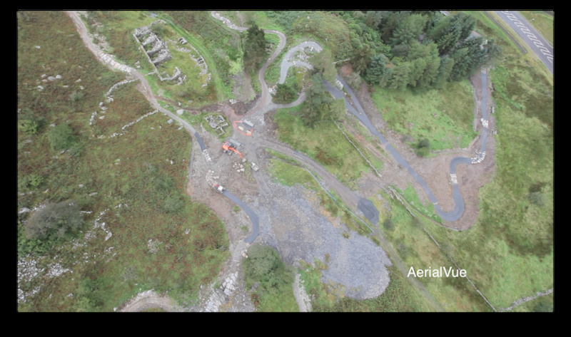 These ar aerial pictures of the open and soon to be opened downhill tracks at the new centre in Ffestiniog Wales.