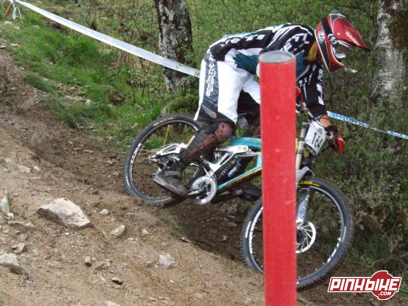 riding the downhill course
