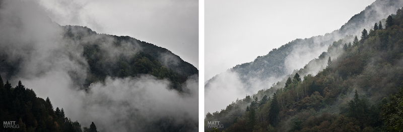 Misty mountains.