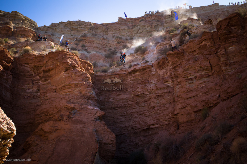 Over the last 10 years, Rampage has progressed far beyond what the original riders, builders, and organizers ever thought was possible. This year the limit was pushed beyond reason once again. This was without a doubt the biggest hit of the event. Brandon Semenuk, Top to Drop, Red Bull Rampage 2012.