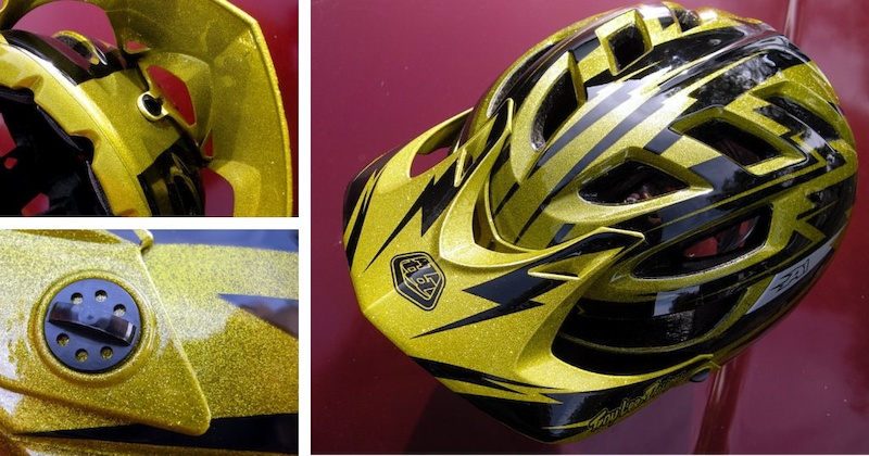 Troy Lee Designs A1 helmet - the gold metal-flake edition visor details