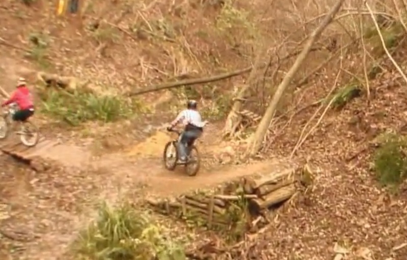 Snapshot from cablecam footage, to show what the trail looked before.