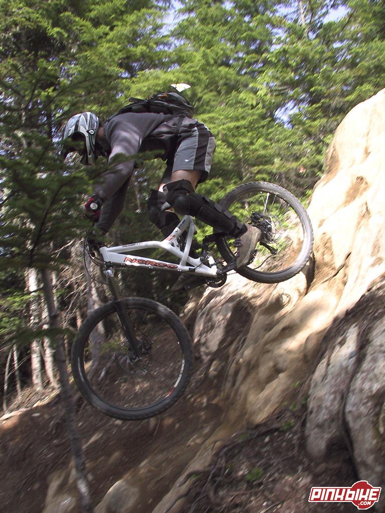 2003 Norco VPS Fest - Rollin' the rock drop, A-line in Whistler. 