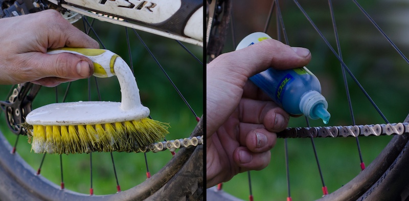 cleaning and lubing bike chain