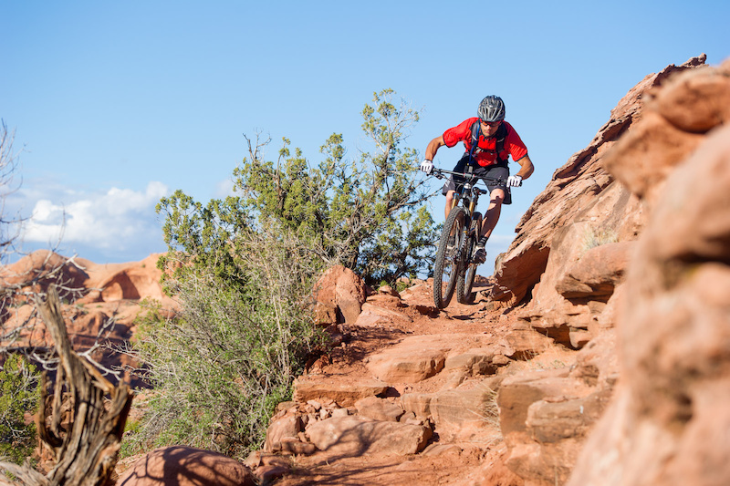 Tyson Swasey rides the Captain Ahab trail in Moab Utah