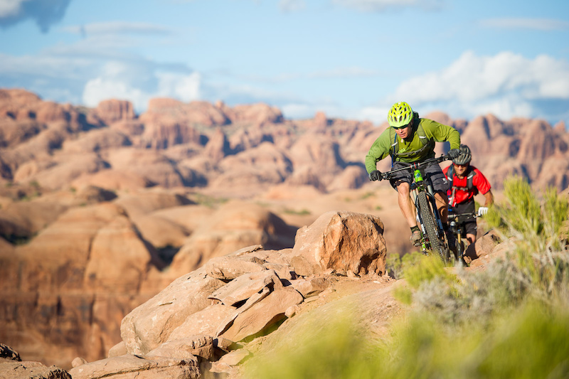 Kyle Mears and Tyson Swasey ride the Captain Ahab trail in Moab Utah