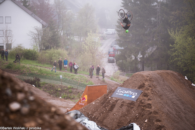 flippin one of the 'little' jumps at Bergline course