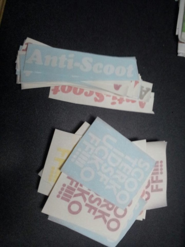 anti-scoot , scooter kids fuck off stickers