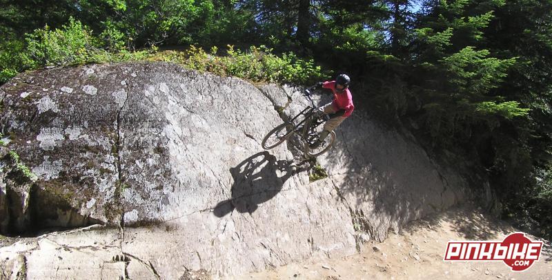 riding the wall on Golden Triangle, Whistler, BC
Summer 2006