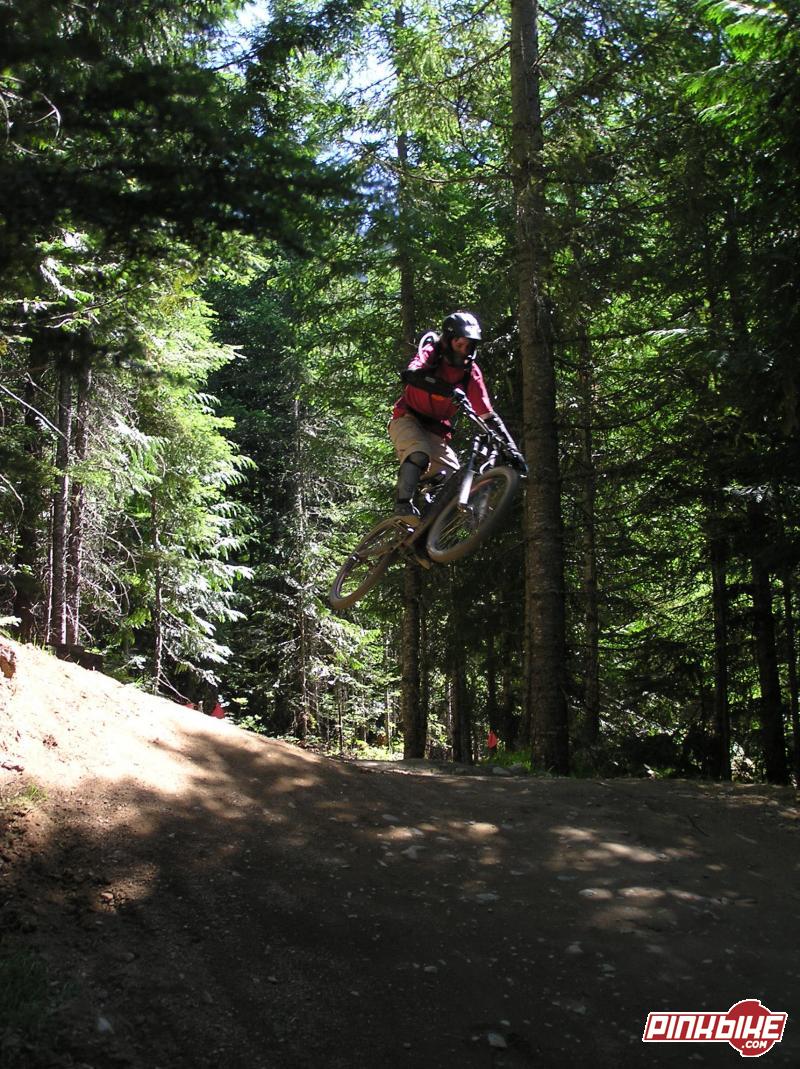 Nice jump on A-Line, Whistler, BC
Summer 2006