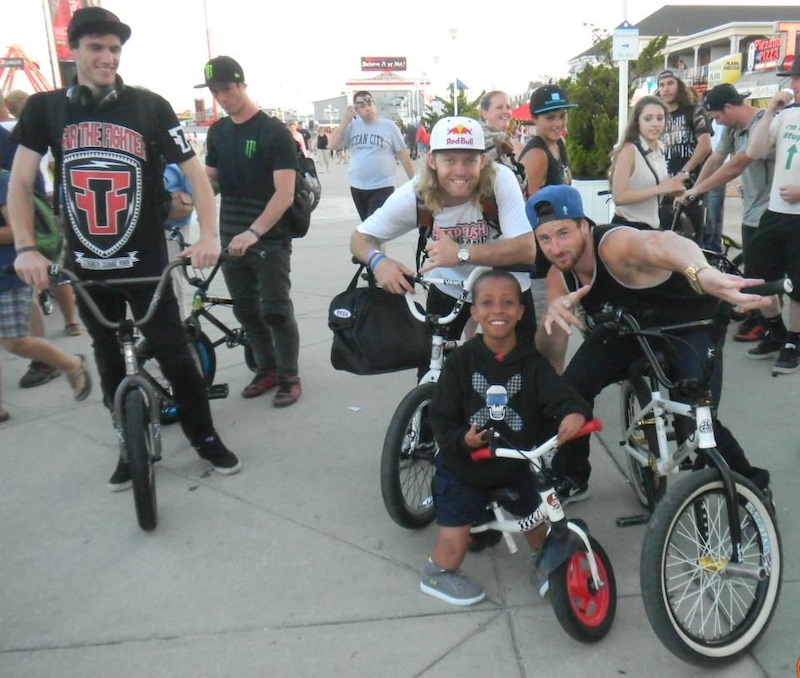 My little brother got to ride his strider with Mike "Hucker" Clark and some other Dew Tour riders on the boardwalk in Ocean City, MD. Sooooooo awesome watching him feel like one of the guys.