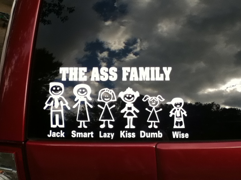 on the back of my girlfriends van. too funny