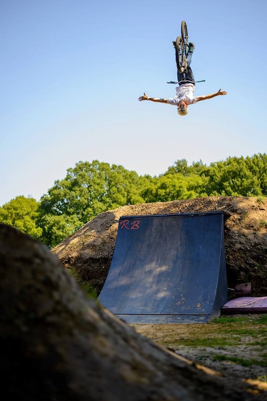 Great picture of Tom Cardy over the mulch jump at Radical Bikes. Taken by a great photographer - Joe Maher