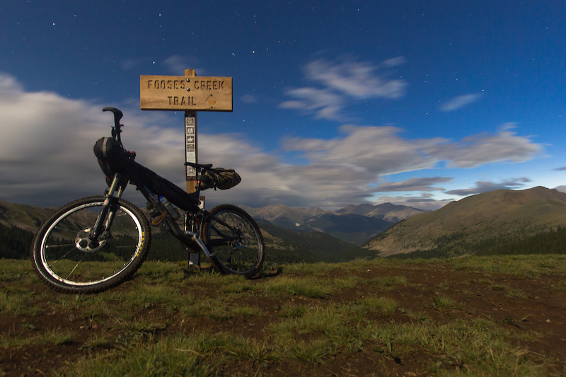 Topping out on the Fooses Creek hike-a-bike at 4am.  Monarch Crest Trail under a full moon in absolute solitude