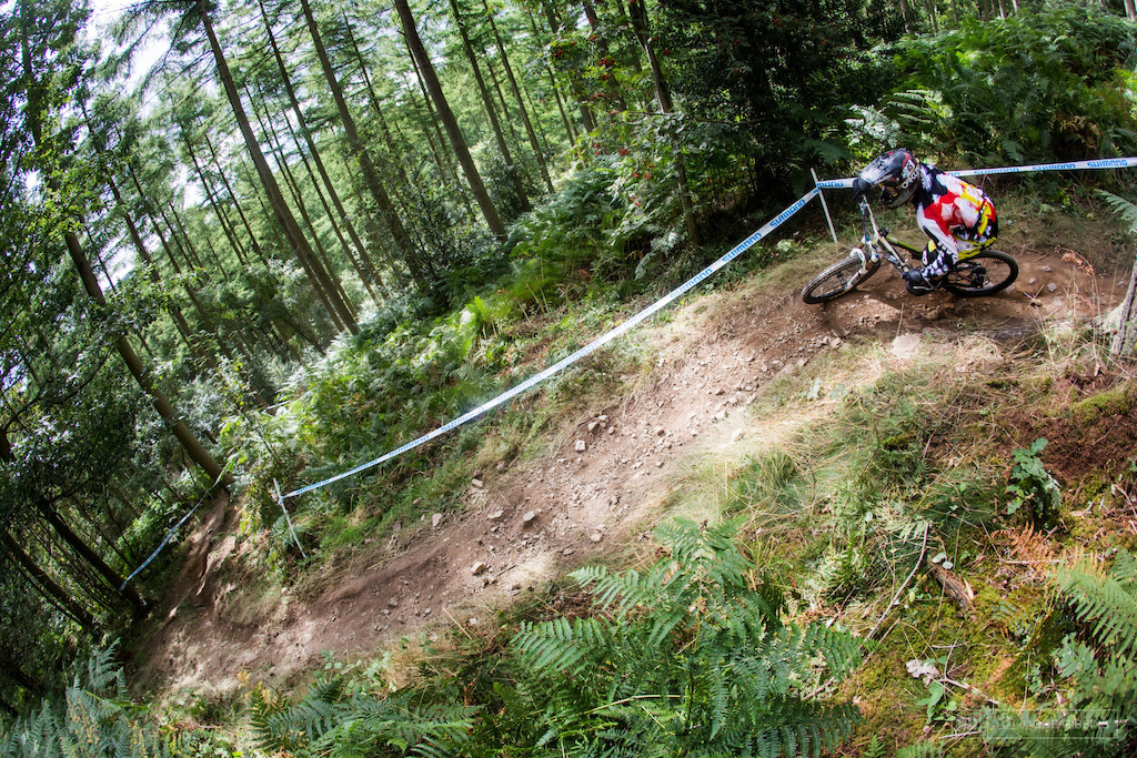 Schucksmith brother on his way to a podium finish on the loose switchbacks.