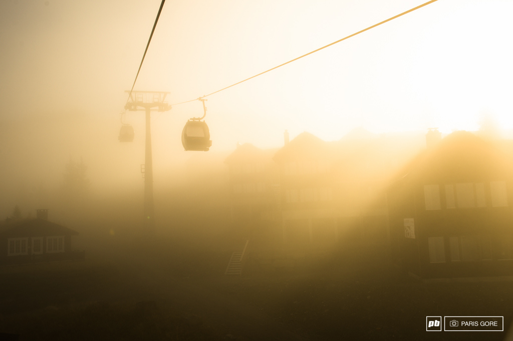 The troll gods shining all their glory over the cottages below. Morning shine up to practice. Rising above the clouds.
