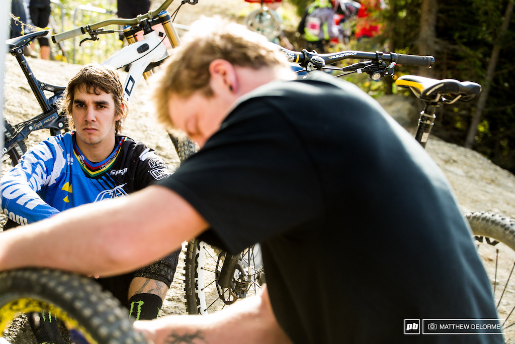 Sam Hill focused on the job ahead. Tenth place, not bad for a man who had such a massive crash a week ago.