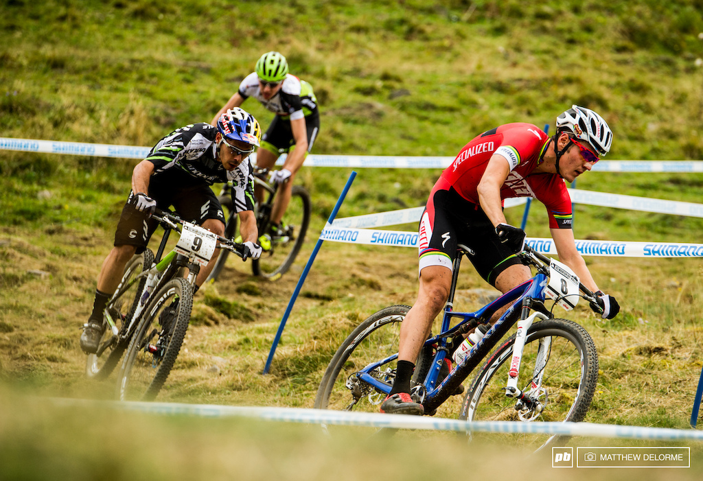 Kulhavy was relentless on attacking Schurter s wheel.