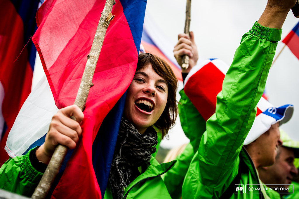 The Slovenians were out in force to celebrate Tania s victory.
