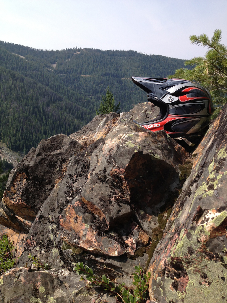 A room with a view, picnic rock at Silver Mountain ID mid route on Alhambra