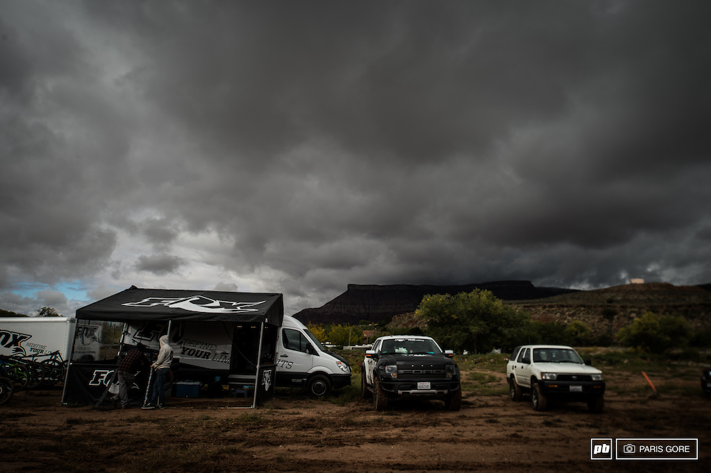 Dark clouds lingering for most of the day. As the system rolled through the day blue skies broke mid afternoon and started to dry the damped soil.