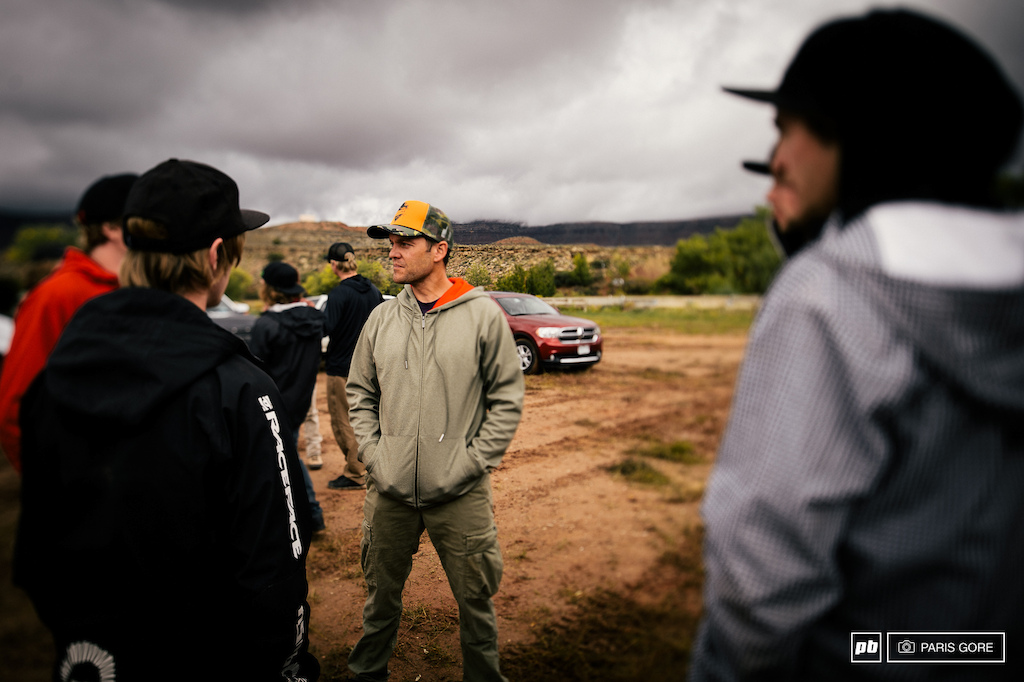 Shandro giving the young guns some words of wisdom during the off day. Although everyone wanted to be up building and riding their lines it was also a good day to reflect on what needed to be done.