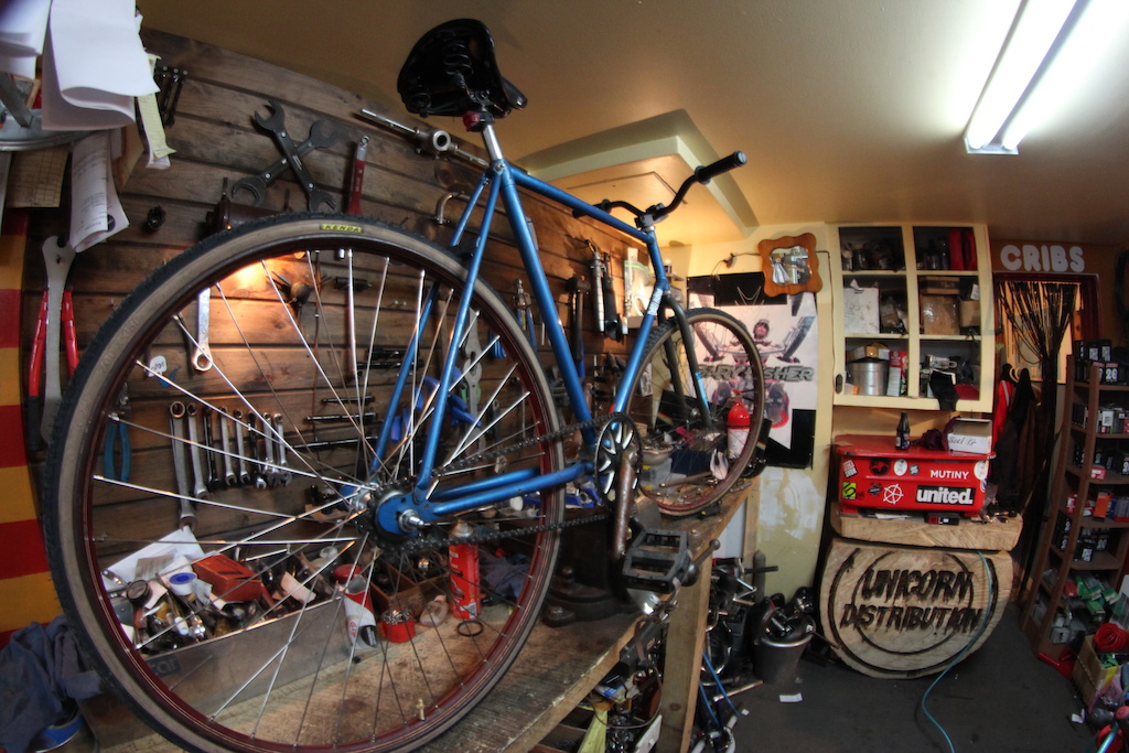 Mémiche Old Bastard bike check.

Frame - CCM ENCORE 1971
Fork - VOLUME FU MANCHU 
Stem - Dirty old FIT switch side
Handlebars - MUTANT/BIKES 
Crank - Rusty 3pc bmx crank
Front Wheel - CCM 1937 complete wheel
Back Wheel - CCM 1937 rims on SCHWINN GERMAN MADE HUB 16T