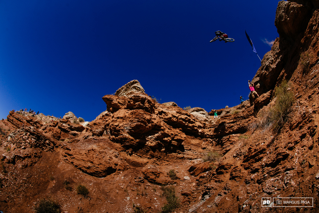 Mitch Chubey successfully sending it over the Gee gap. Pretty impressive considering how badly Gee crashed off it last year. Even more impressive after seeing Mark Mathews destroy his femur only a day before while attempting it and even more impressive considering he broke his pinky and his bike after crashing off it his first run.