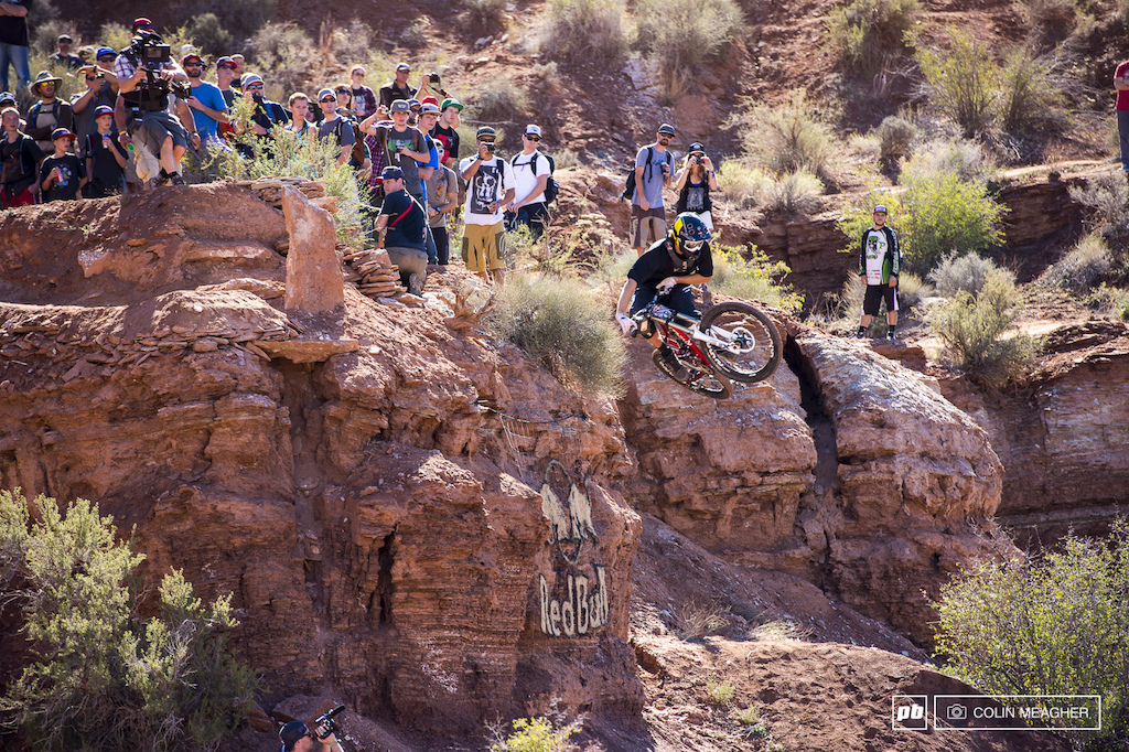 Garrett Buehler cracking a table on the bottom part of the track.