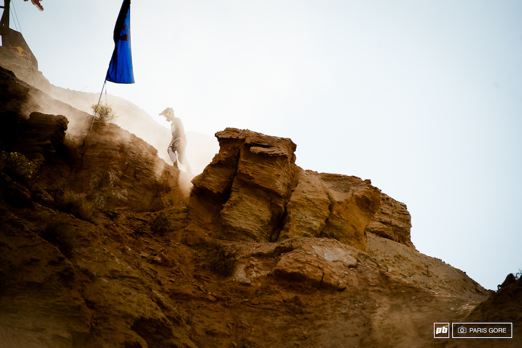 Doerfling lost his bike round one off a cliff. He was lucky enough to get a second one unlike many of the others.