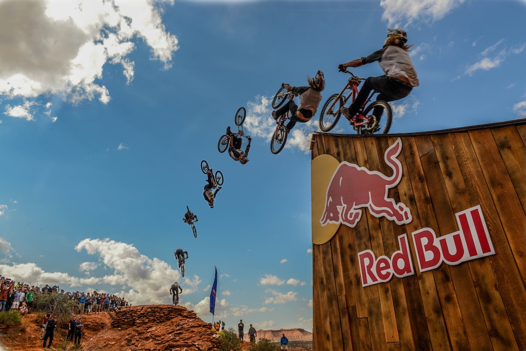 Kelly McGarry hitting a sick back flip over the canyon gap - Red Bull Rampage 2013