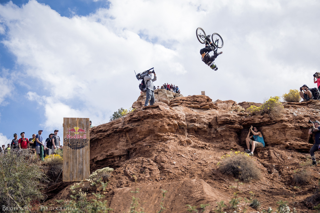 Back flip off the drop at Red Bull Rampage